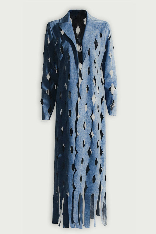 Annie Geometric Hollow Denim Coat