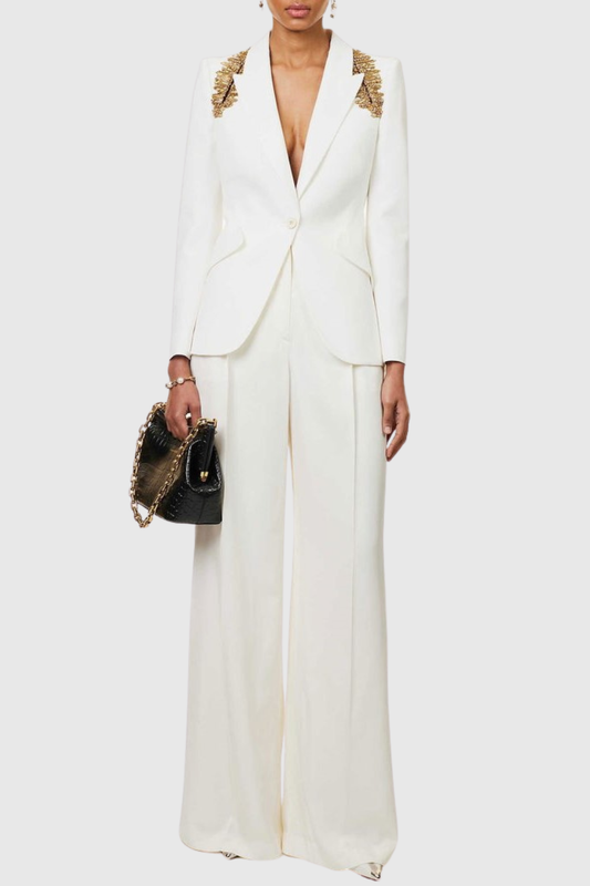 Jezreel Crystal Embellished Blazer & Pants Set