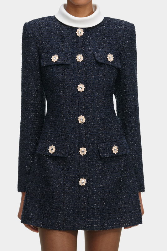 Junia Boucle Embellished Tweed Mini Dress