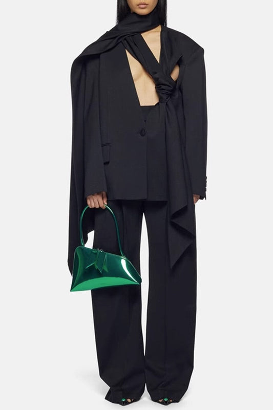 Lana Cutout Asymmetric Blazer - Black