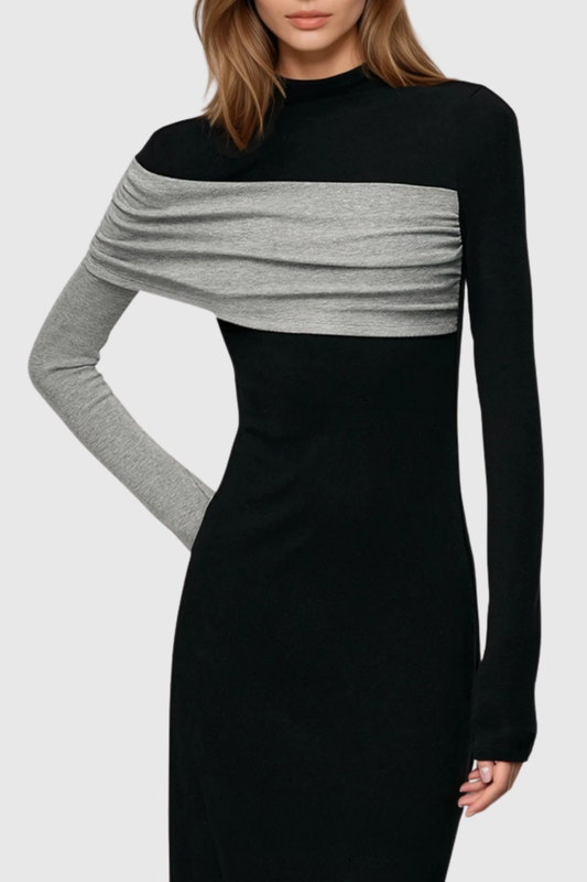 Marcel Asymmetric Contrast Top - Black