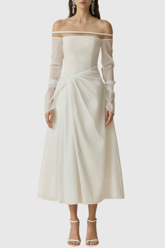 Renaa Off Shoulder Twisted Midi Dress