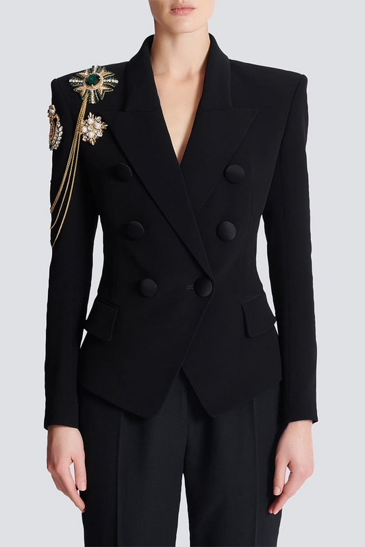 Sotria Crystal Embroidered Patches Blazer