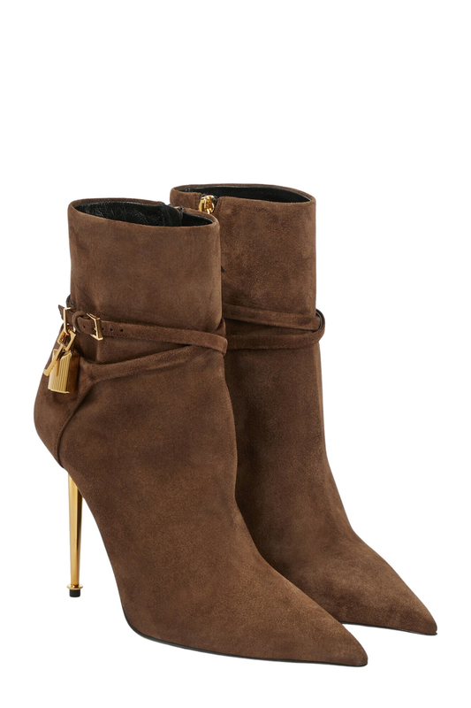 Trevoa Suede Padlock Ankle Boots - Brown