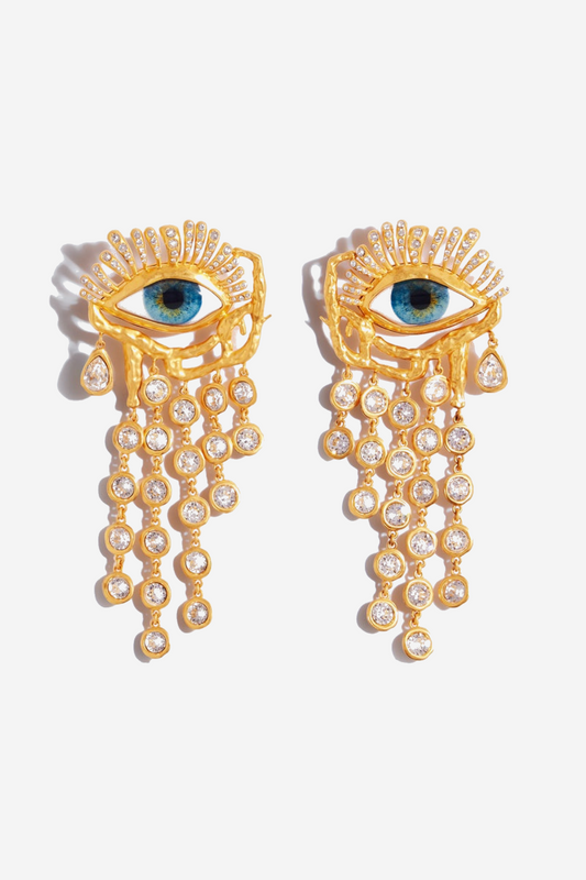 Lacob Eye Teardrops Rhinestone Earrings