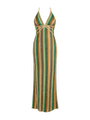Jade-Wave Mesh Gown