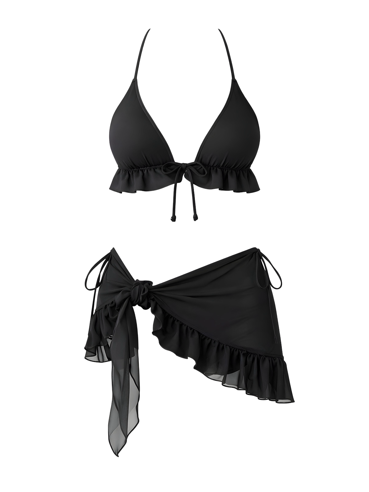 Ruffle-Bikini Set with Wrap