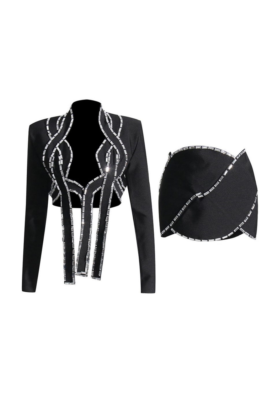 Emmalyn Latticed Embellished Blazer Set