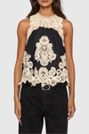 Ruio Cochet Sleeveless Lace Top - Black