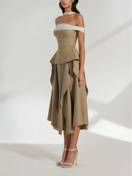 Hitka Off Shoulder Peplum Two Piece Set