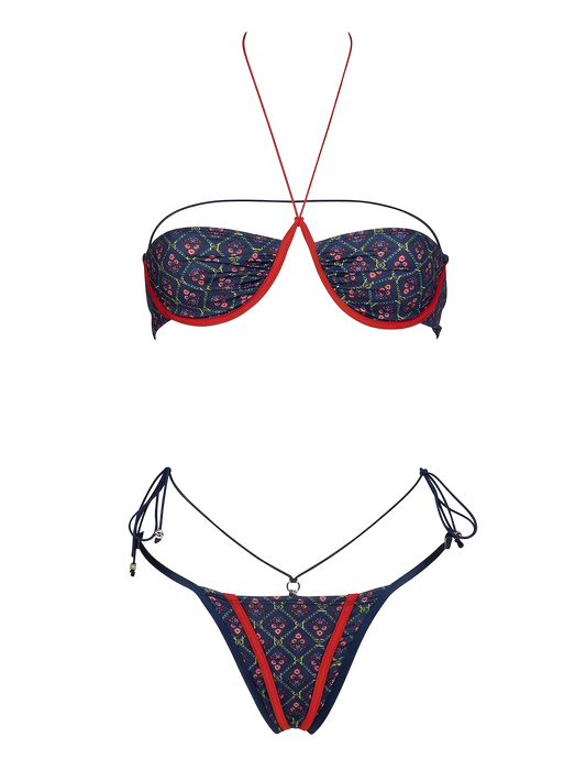 Lina-Printed Tie Bikini