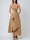 Pavlo Asymmetrical Strapless Midi Dress