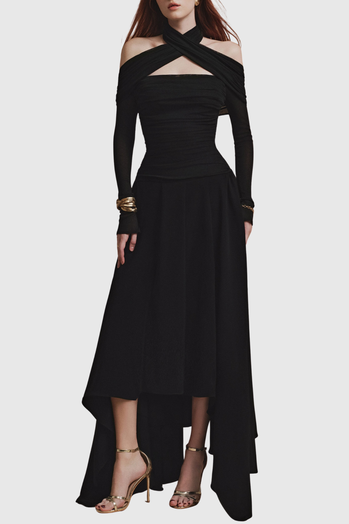 Abelia Halter Ruched Maxi Dress