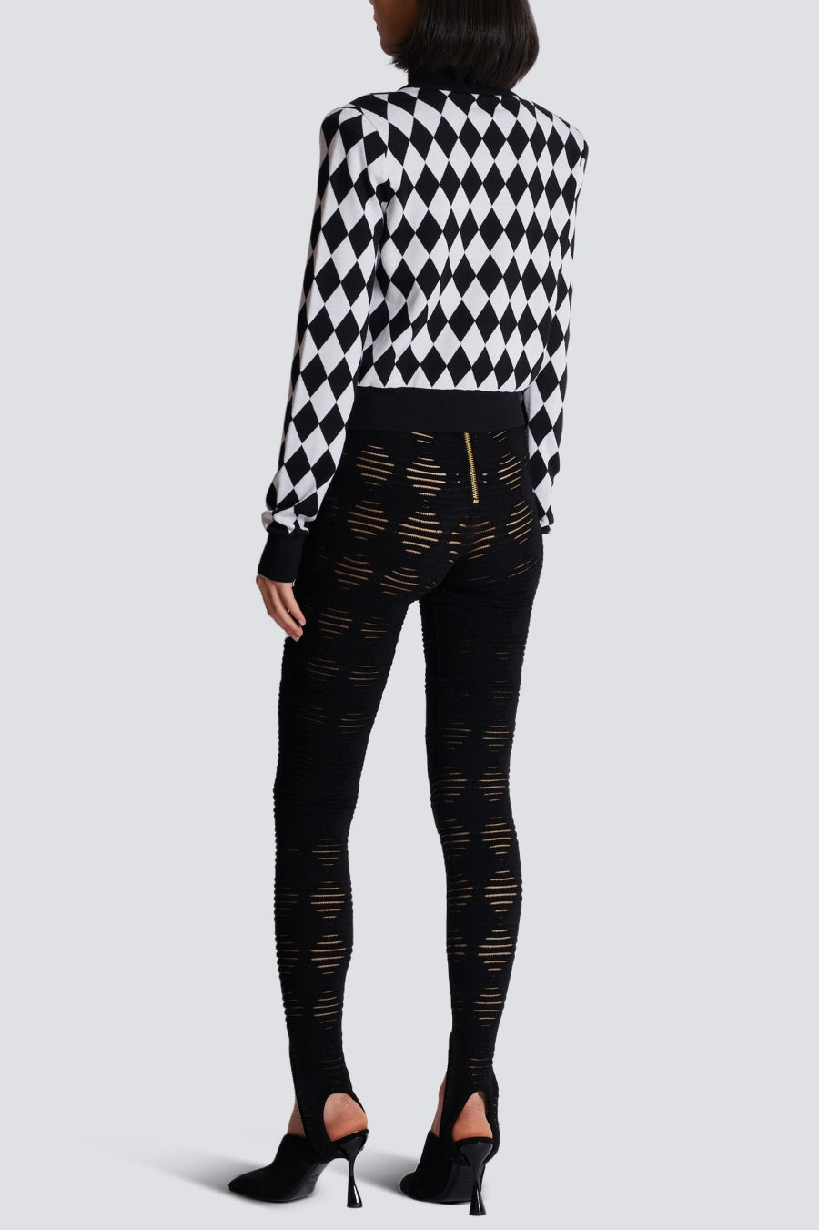 Abiga Diamond Jacquard Knit Cardigan
