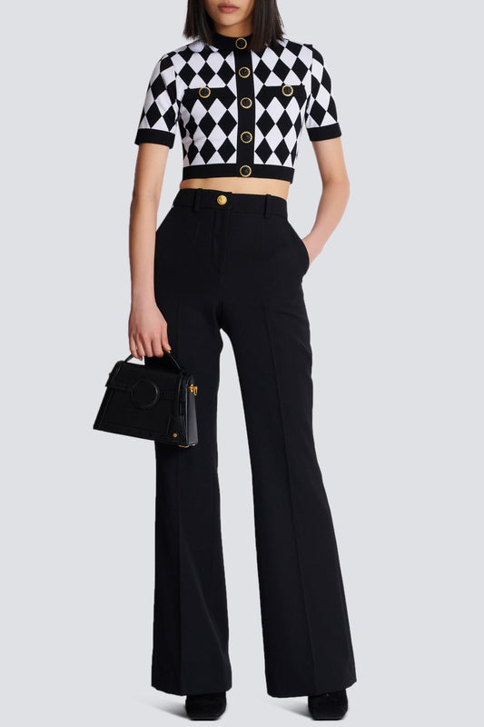 Abiga Diamond Jacquard Knit Top