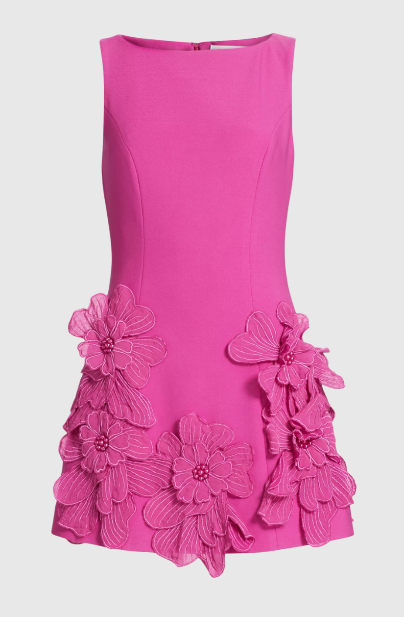 Adalgisa Floral Appliqué Mini Dress - Pink