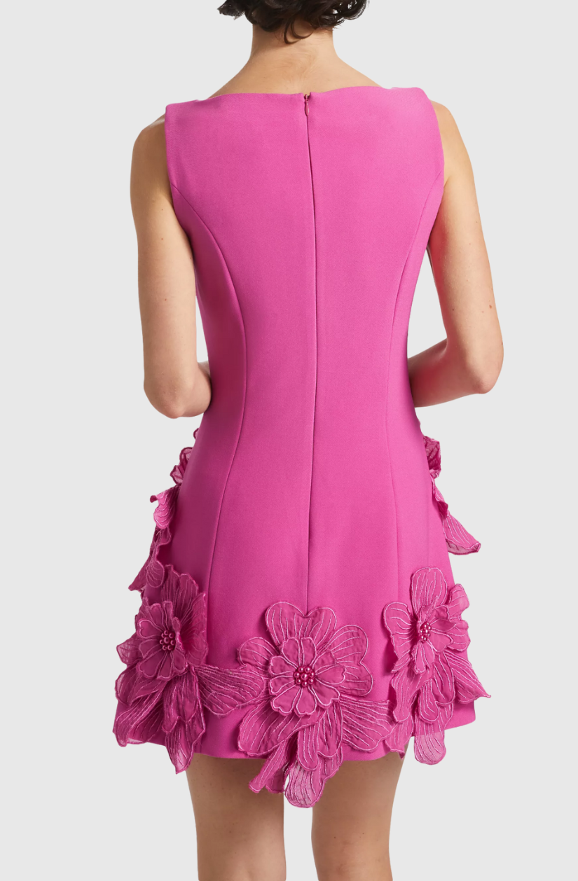 Adalgisa Floral Appliqué Mini Dress - Pink