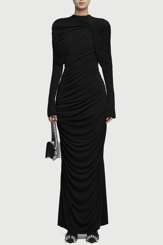 Alaire Knot Draped Maxi Dress - Black