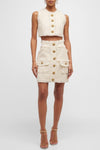 Amaia Tweed Sleeveless Buttoned Crop Top
