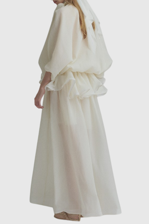 Amori Ruffle Bow Top & Maxi Skirt Set