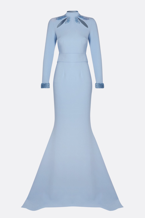 Anise Sequin Embellished Cutout Mermaid Maxi Dress - Blue