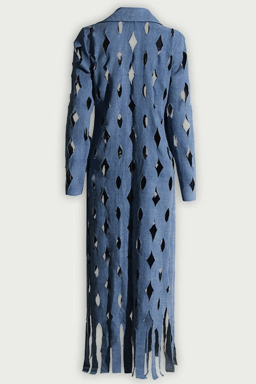 Annie Geometric Hollow Denim Coat