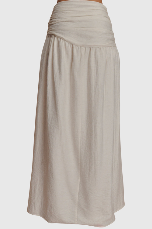 Annike Ruched Top & Knot Maxi Skirt Set - White