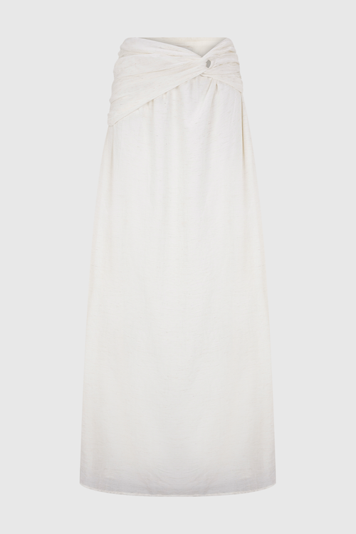 Annike Ruched Top & Knot Maxi Skirt Set - White