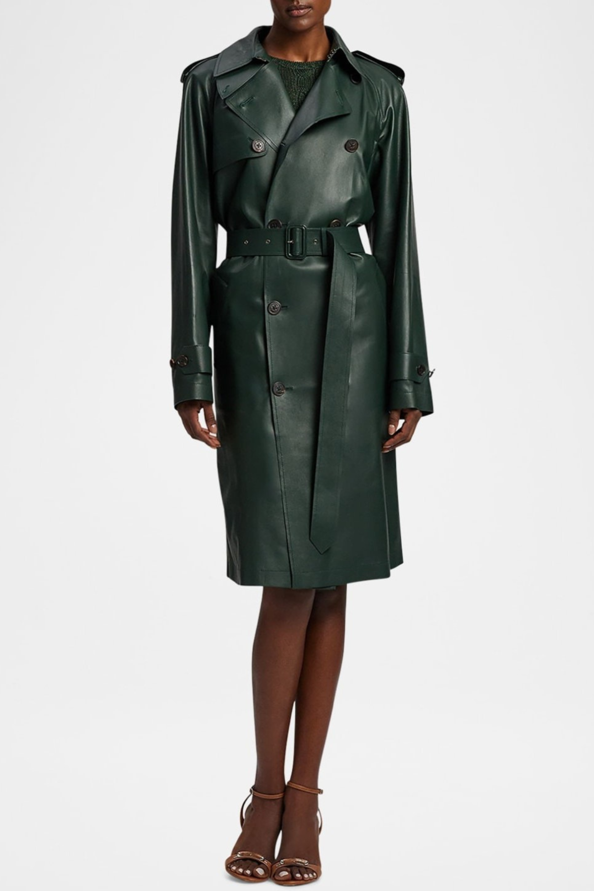 Aocoa Leather Trench Coat