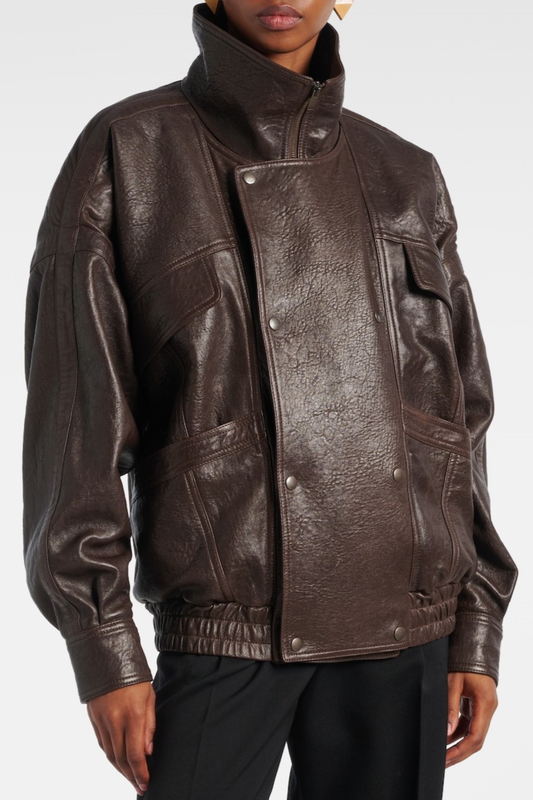 Aohan Leather Bomber Jacket