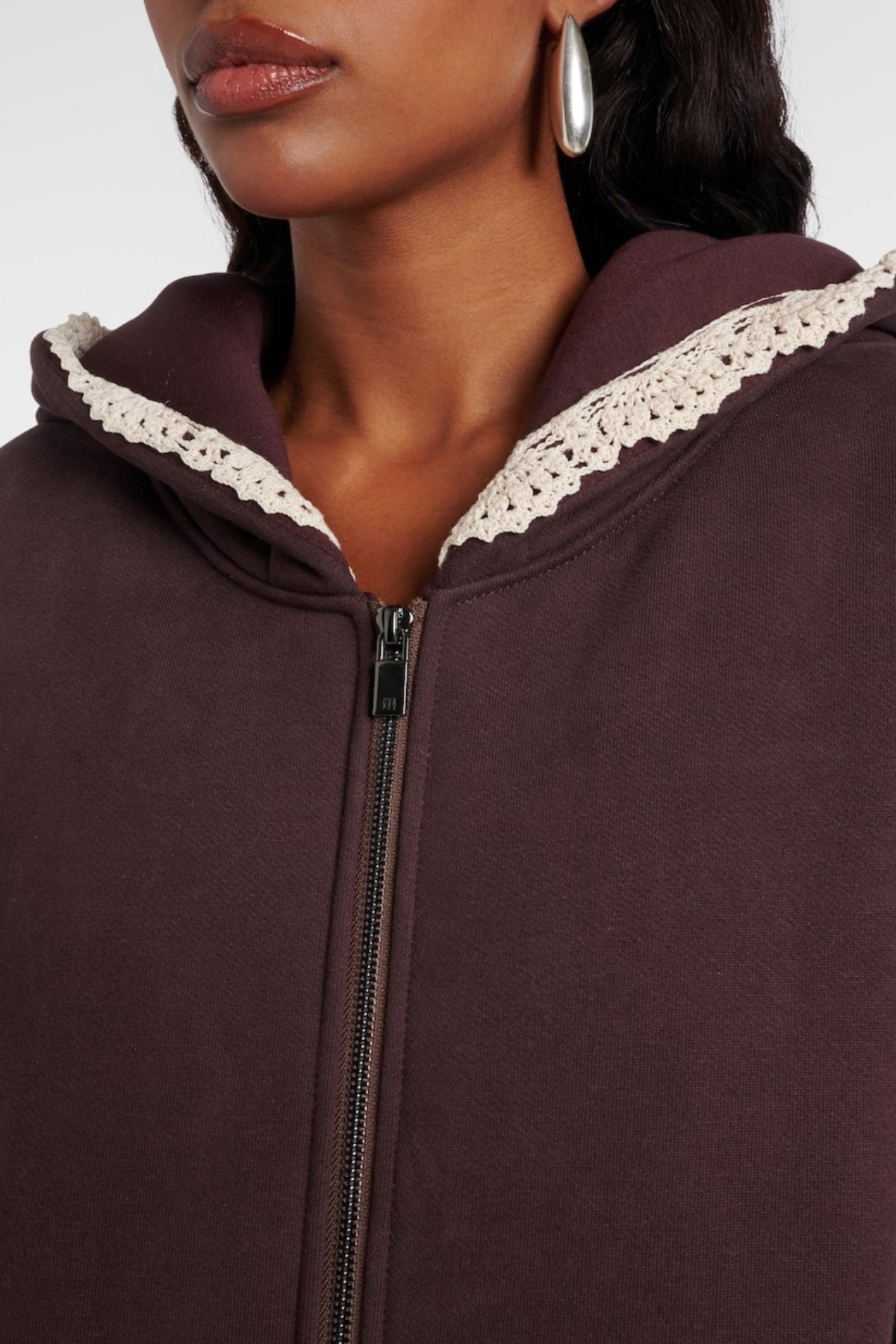 Ardesia Crochet-trimmed Zip-up Hoodie - Chocolate
