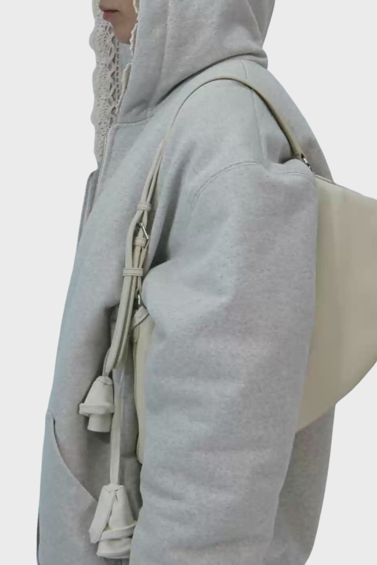 Ardesia Crochet-trimmed Zip-up Hoodie - Grey