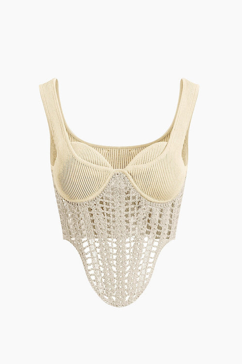 Arlette Crochet Corset Top - Beige
