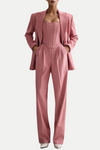 Armenb Lapel Strapless Three Piece Set - Pink