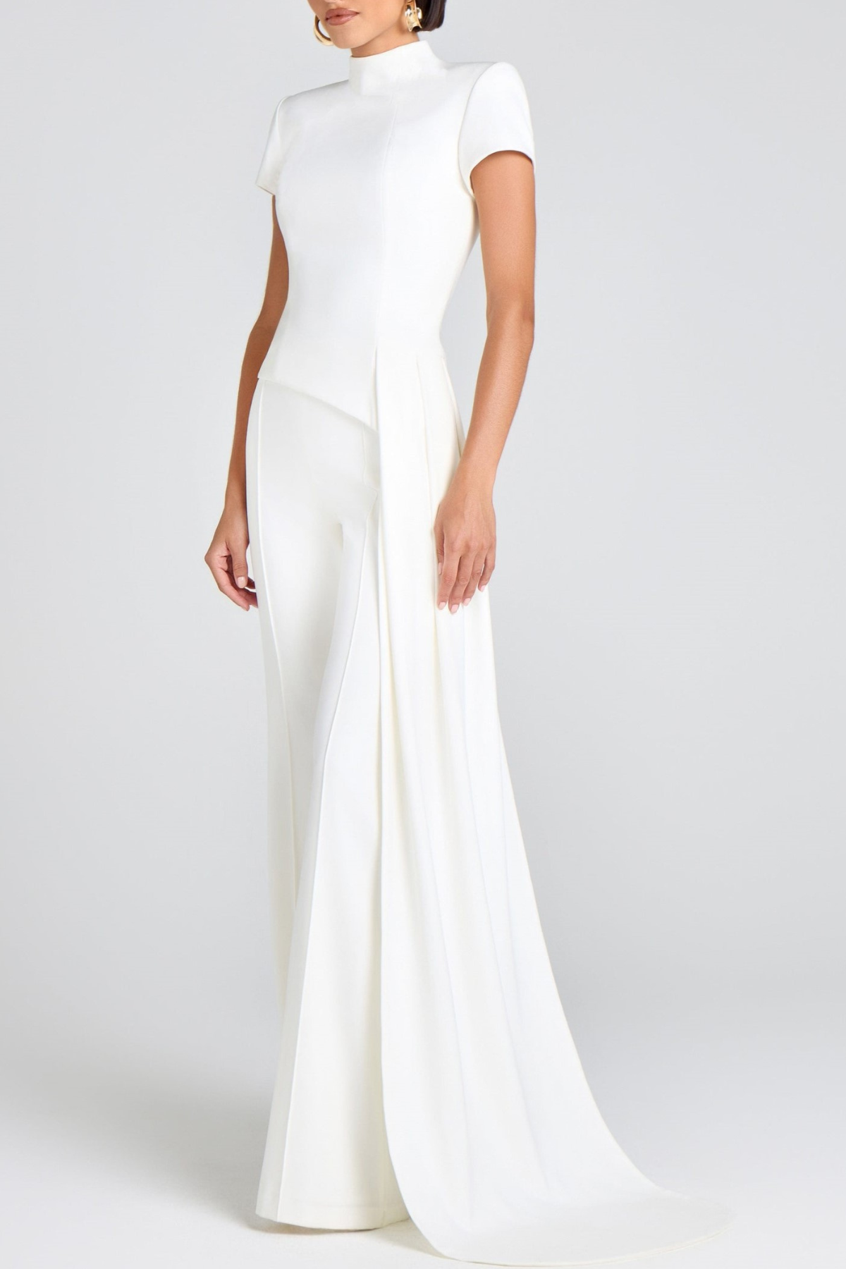 Aro Sculpted High Neck Pants Set - White