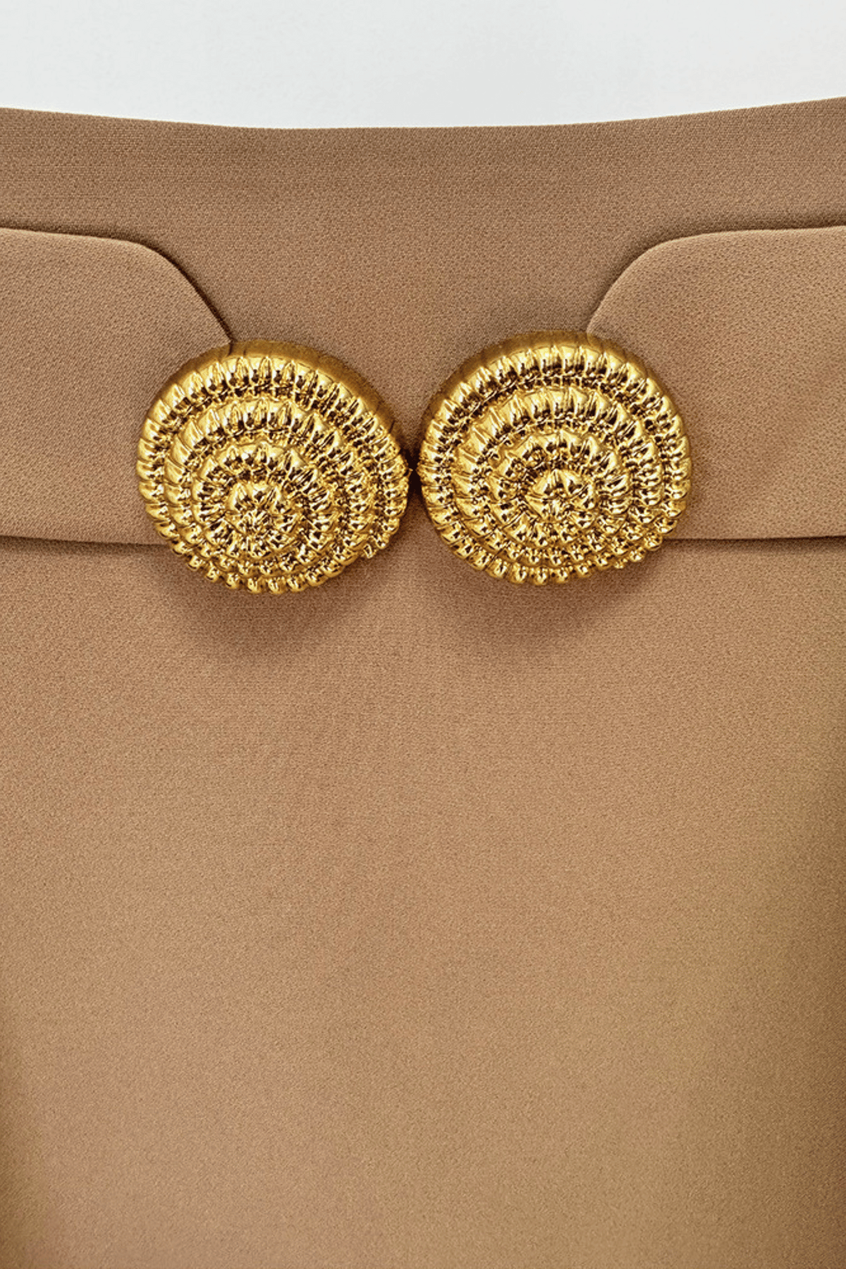 Asina Gold Buttoned Mini Skirt - Khaki