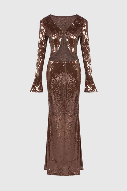 Aubelin Sequin Two Piece Set - Brown