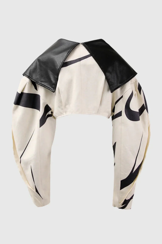 Aviva Faux Leather Stripe Crop Jacket