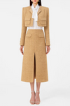 Bavat Tweed Blazer Two Piece Set - Gold