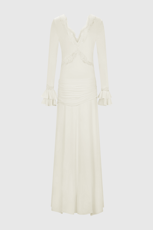 Bechette Lace Draped Maxi Dress