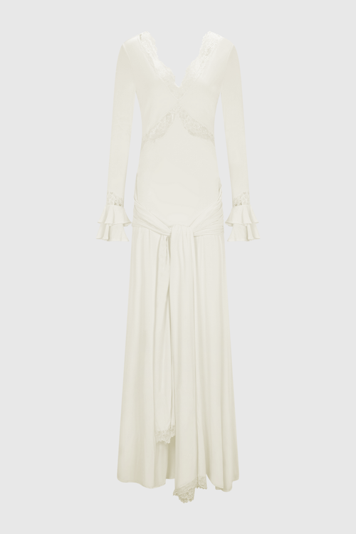 Bechette Lace Draped Maxi Dress