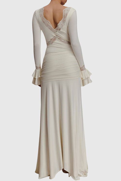 Bechette Lace Draped Maxi Dress