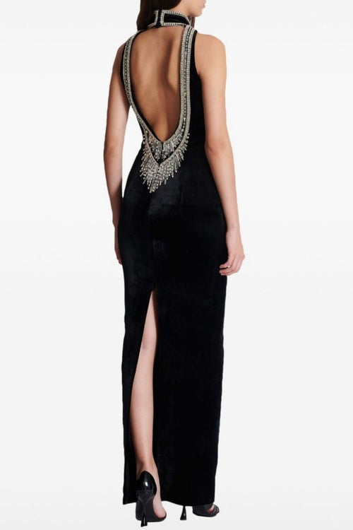 Beopa Crystal Embellished Backless Maxi Dress