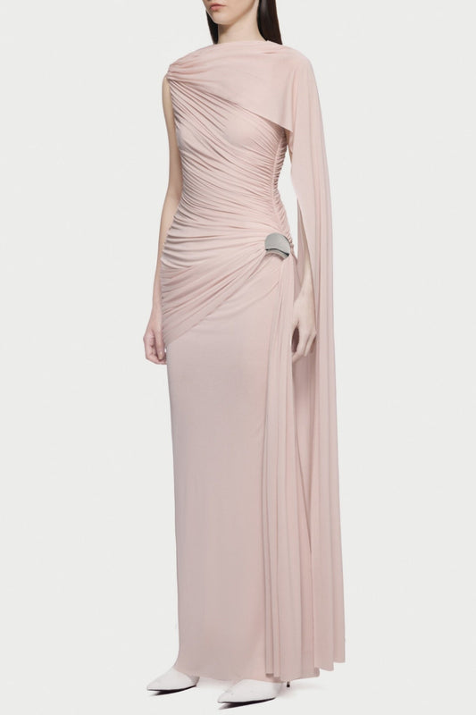 Betsey Asymmetrical Sleeveless Ruched Maxi Dress - Pink