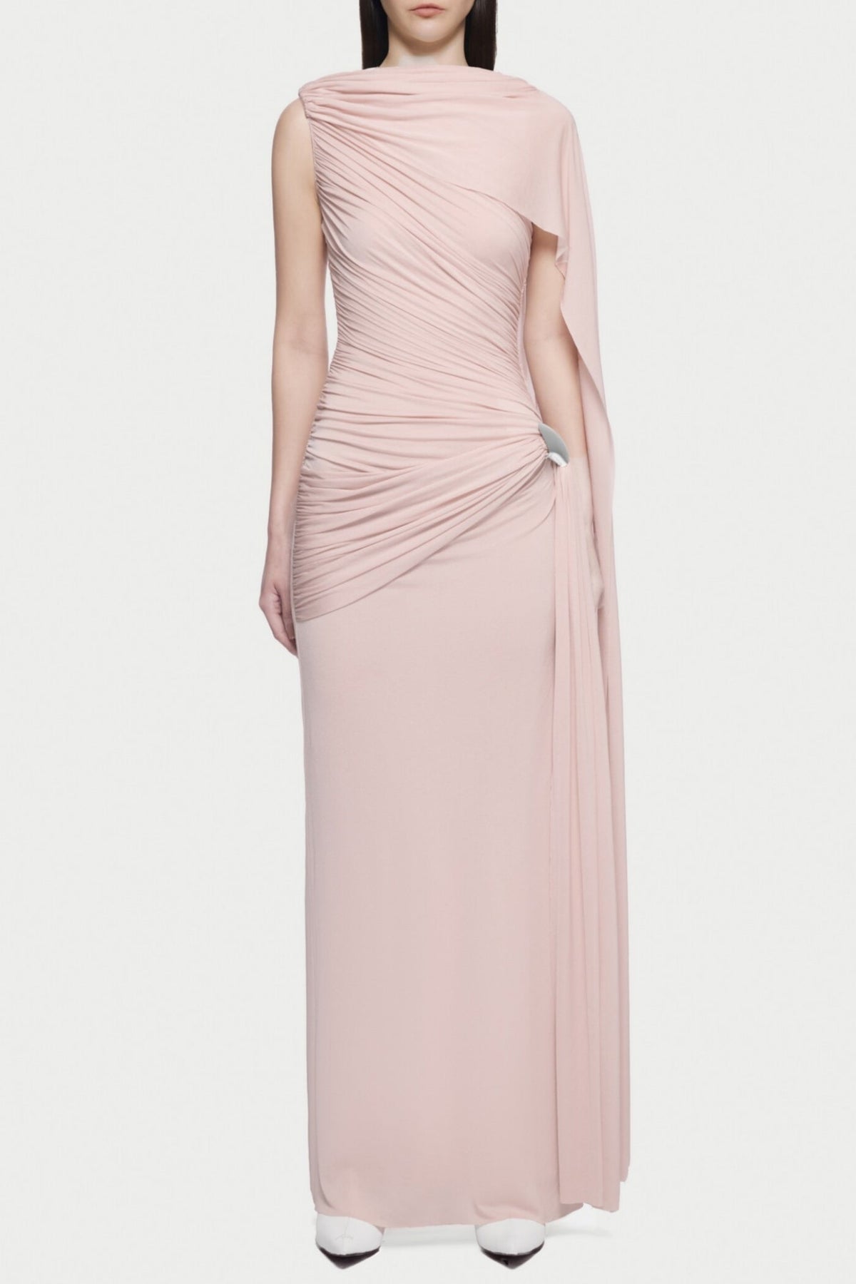 Betsey Asymmetrical Sleeveless Ruched Maxi Dress - Pink-78