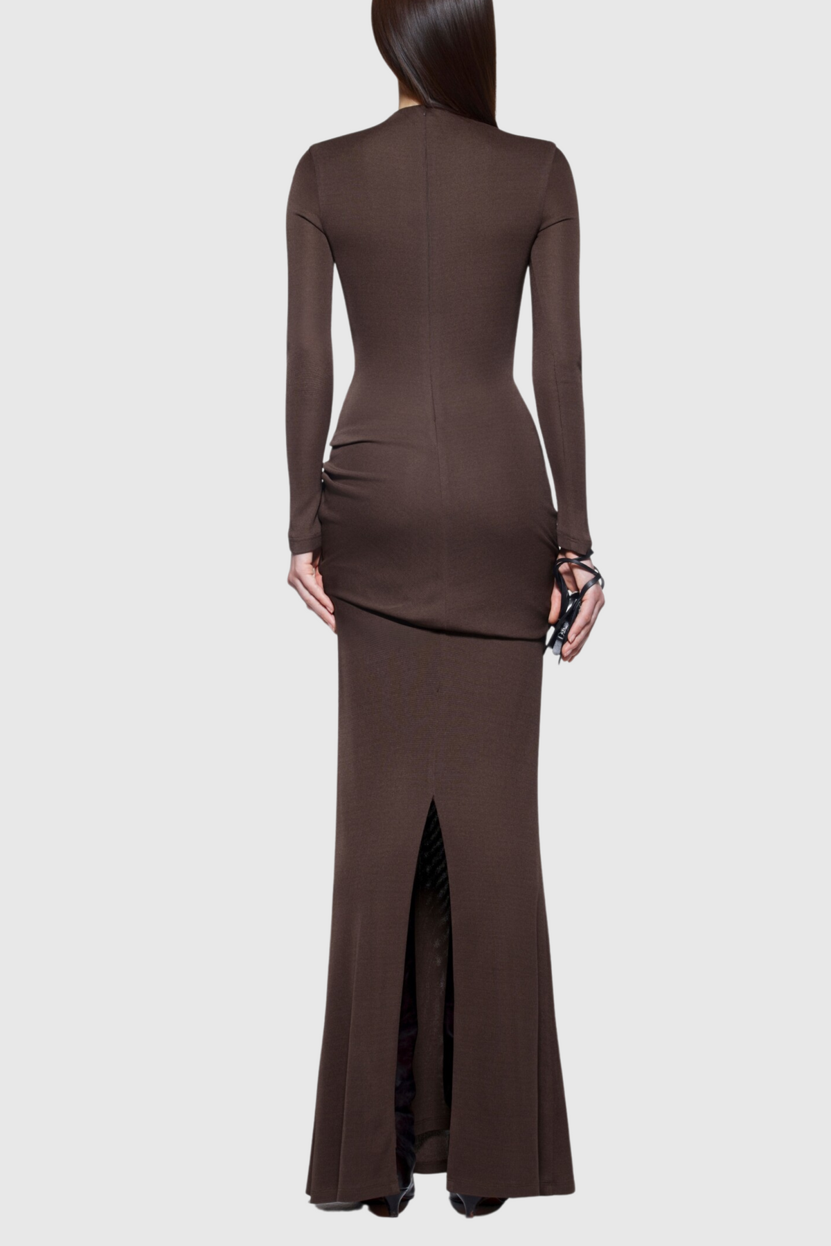 Betsey Draped Metal Embellished Maxi Dress - Brown