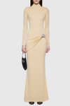 Betsey Draped Metal Embellished Maxi Dress - Yellow