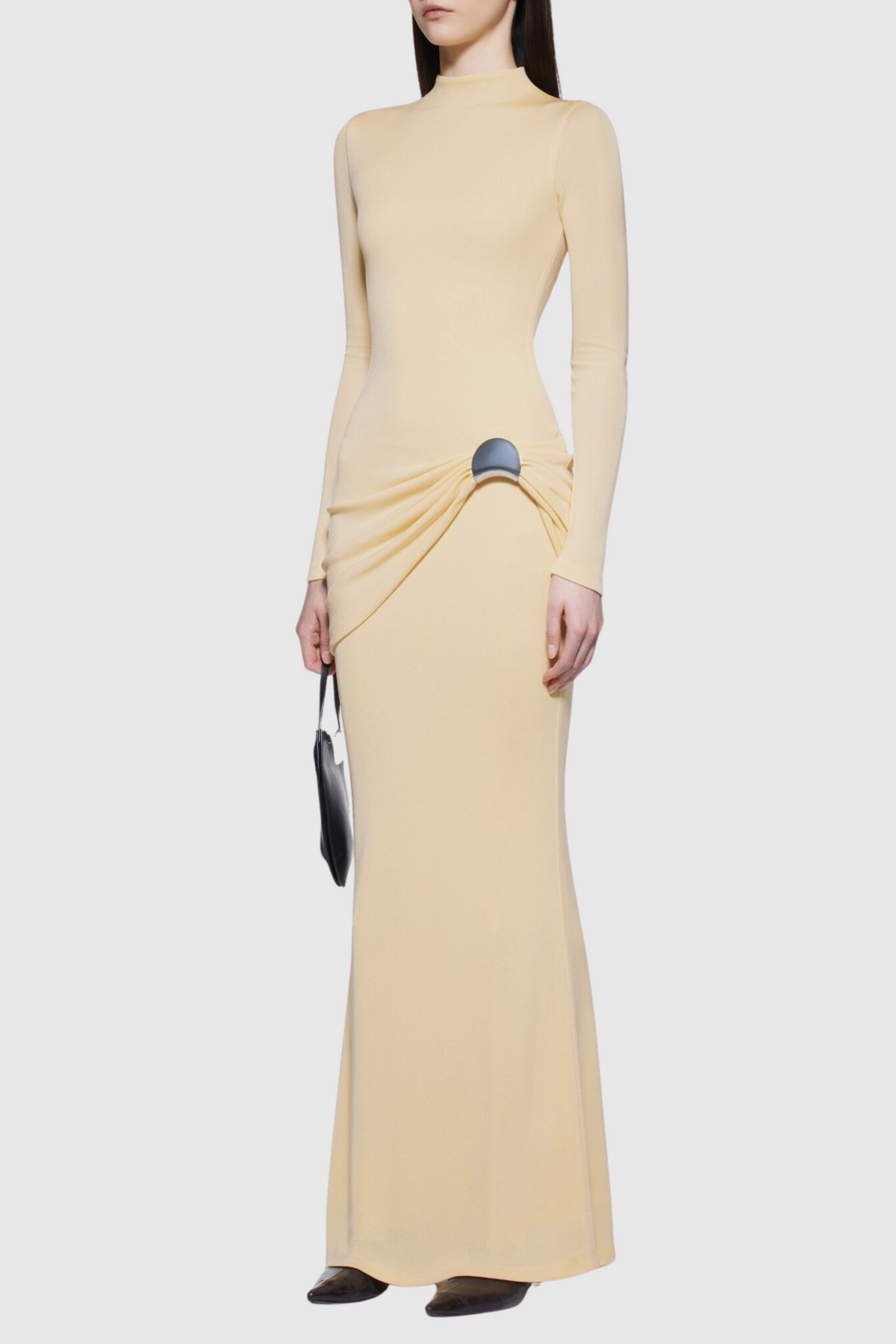 Betsey Draped Metal Embellished Maxi Dress - Yellow