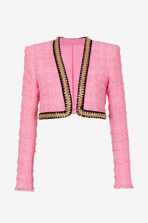 Betty Tweed Chain Cropped Jacket
