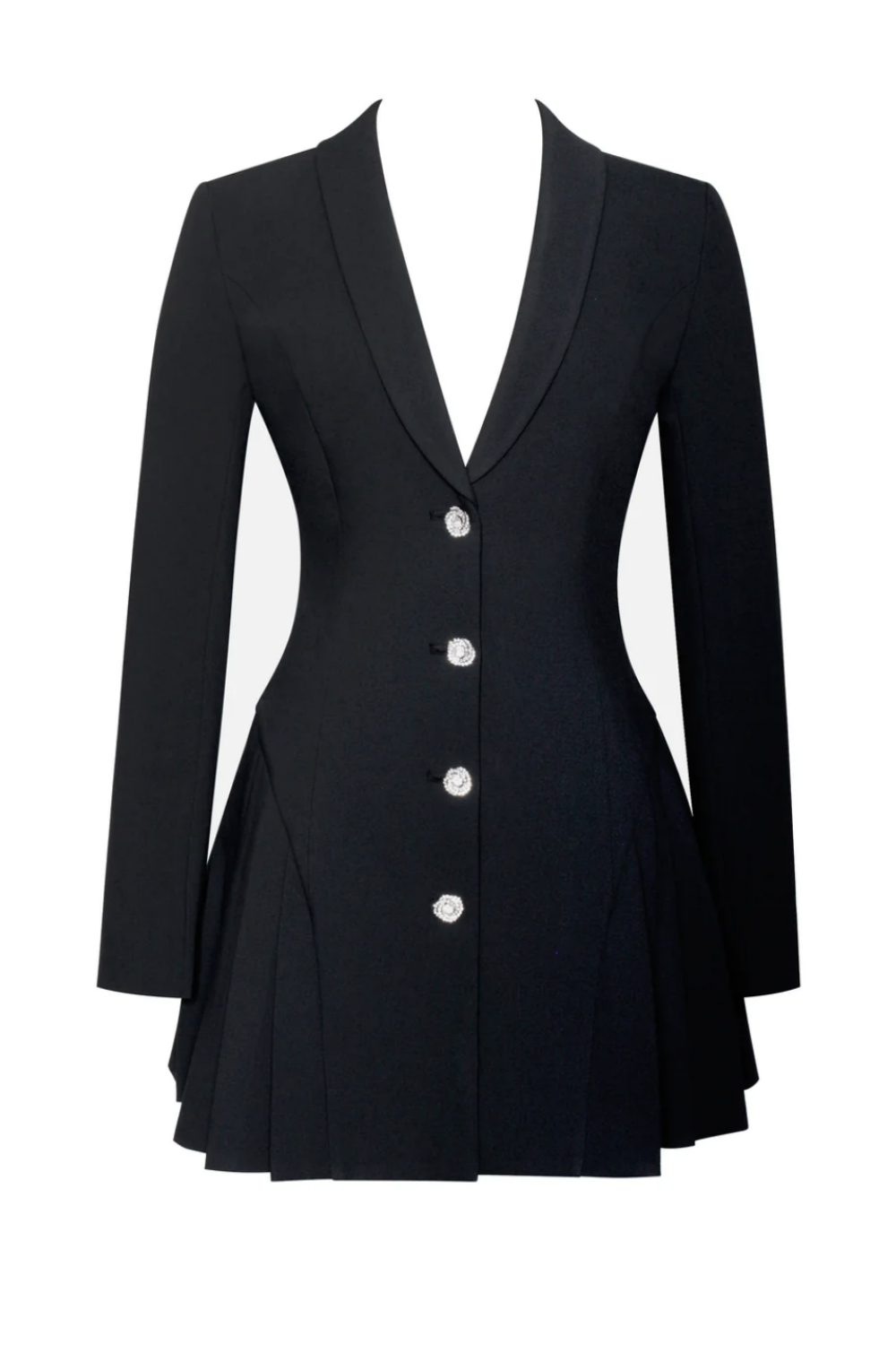 Beulah Pleated Blazer Mini Dress - Black